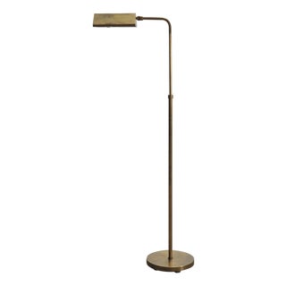 Mid-Century Patinated Brass Adjustable Pharmacy Floor Lamp For Sale