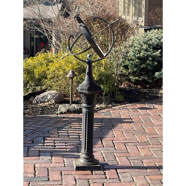 Mid 20th Century Vintage English Garden Armillary With (Rare) Original Iron Base For Sale - Image 5 of 12