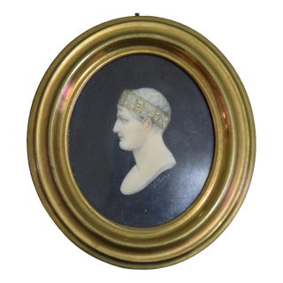 Portrait of Napoleon I Bonaparte with the Iron Crown, 19th Century, Paint, Framed For Sale
