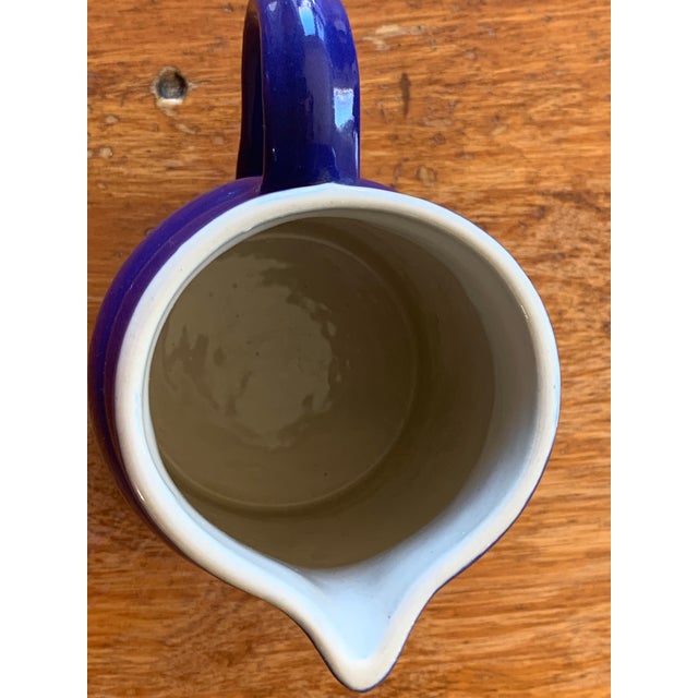 Farmhouse Vintage French Water Pitchers Digoin Grespots # 0, 2 , 4, Cobalt Blue Glaze Farmhouse Set of 3 For Sale - Image 3 of 12