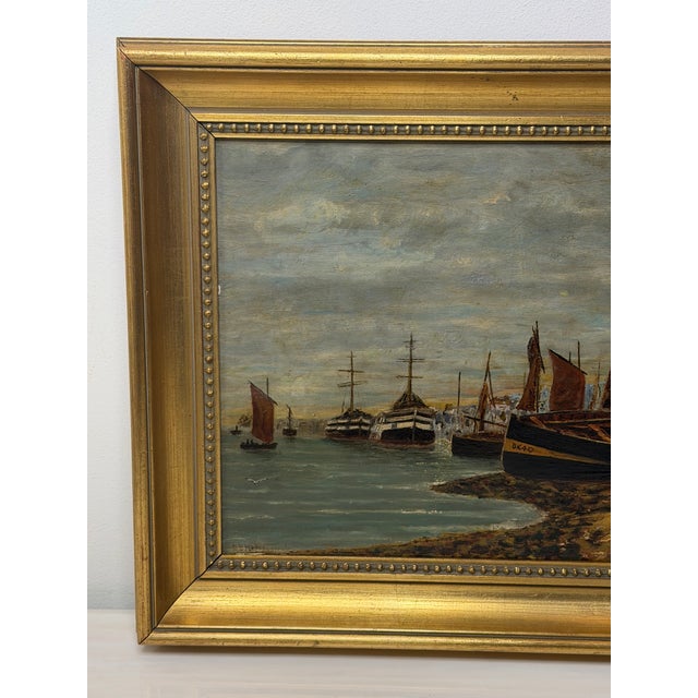Victorian Coastal Oil Painting of North Shields Harbour the Old Low Light in the Manner of Bernard Benedict Hemy For Sale - Image 4 of 18