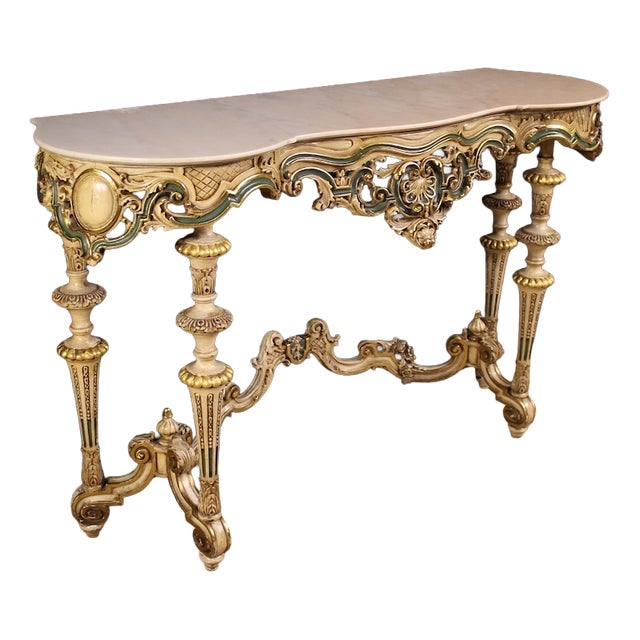 Italian Lacquered and Gilded Console, 1970s For Sale
