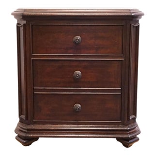 Stanley Furniture Walnut Contemporary Traditional 30" Three Drawer Nightstand 128-13-80 - Continental Barrel Finish For Sale