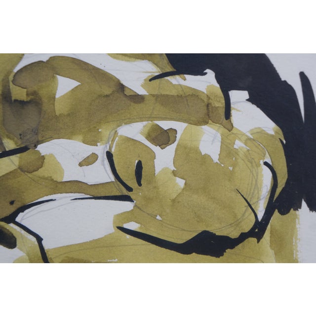 Mid 20th Century Elmer Tomasch Abstract Reclining Nude Watercolor Painting 12" For Sale - Image 6 of 10