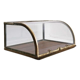 Antique Curved Glass Display Showcase, 1930s For Sale