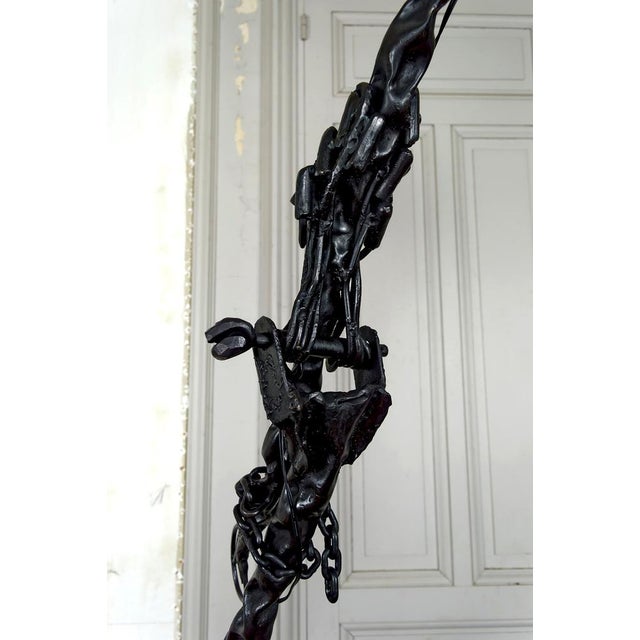 Vintage French Brutalist Sculptural Dragon Lamp in Wrought Iron, 1970s For Sale - Image 16 of 18