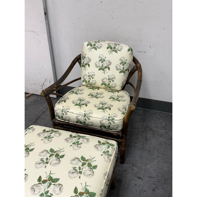 McGuire Furniture Bamboo Chair + Ottoman, Circa 1970s For Sale In San Francisco - Image 6 of 12