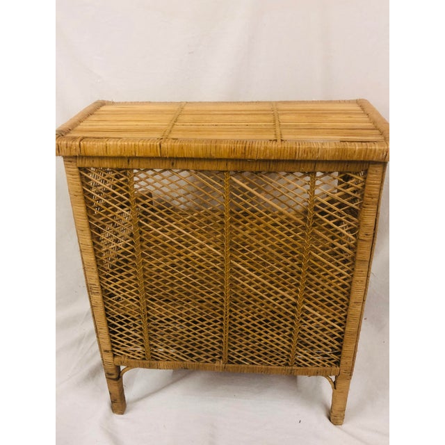 Mid Century Wicker Side Table With Bottom Storage Area Chairish
