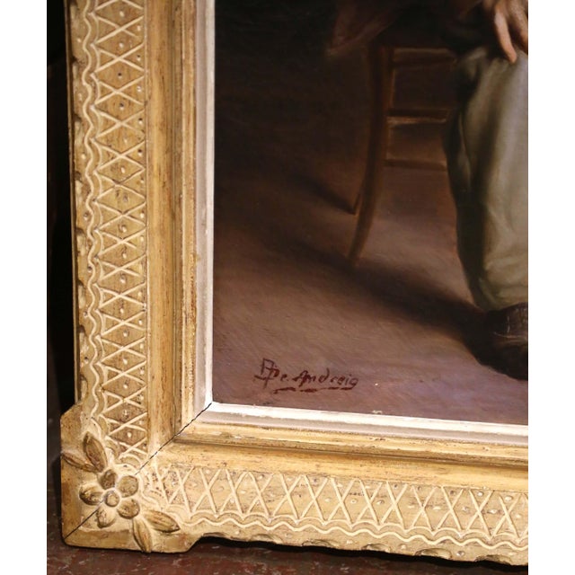 19th Century Belgian Genre Oil Painting by Alex De Andreis in Giltwood Frame For Sale - Image 4 of 11