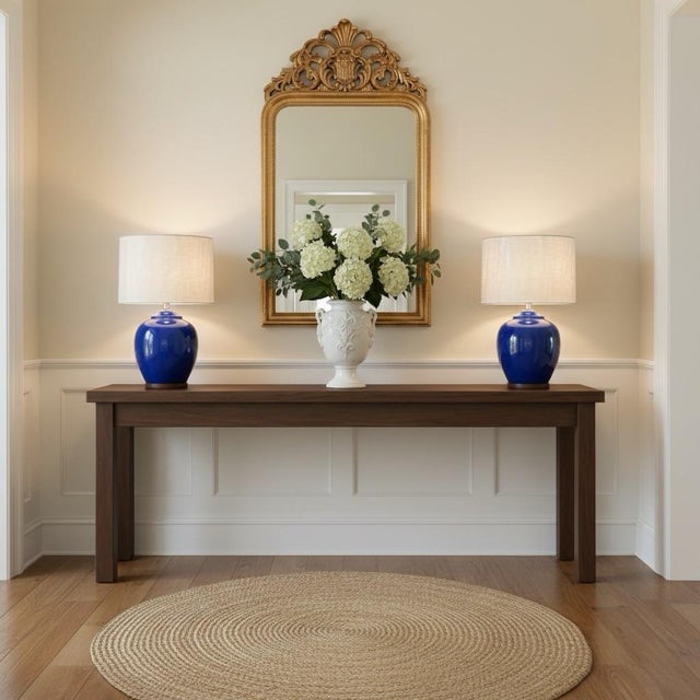 Blue Pair of Cobalt Glazed Ceramic Table Lamps For Sale - Image 8 of 12