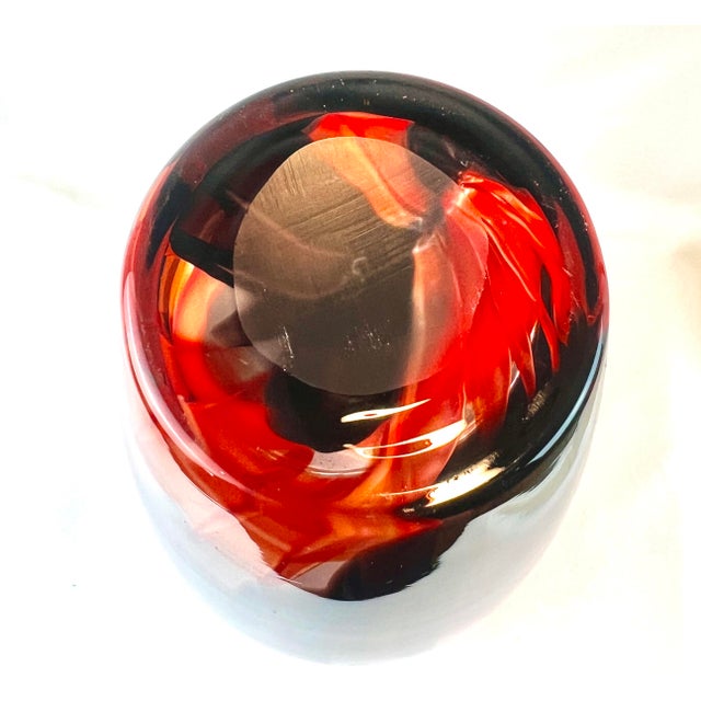 Glass Large Mid-Century Fratelli Toso Murano "Fenicio" Flame Glass Vase For Sale - Image 7 of 12
