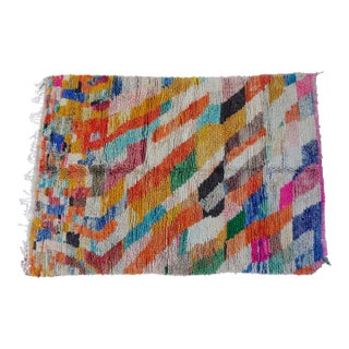 Handmade Moroccan Boujaad Rug, Rainbow Diagonal Chevron, 9' X 6'4" For Sale