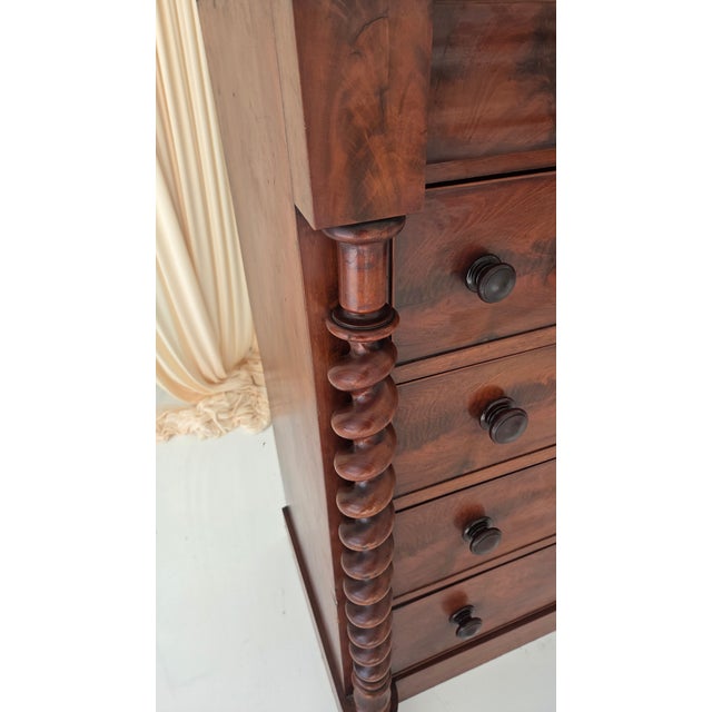 Antique Victorian Mahogany Chest of Drawers (Scotch Chest) Likely From 1850-1870s With Barley Twist Columns For Sale In Dallas - Image 6 of 18