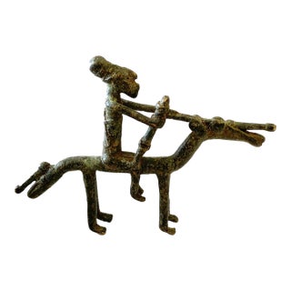 Vintage African Dogon Bronze Sculpture of a Horseman Cast Handmade Mali For Sale