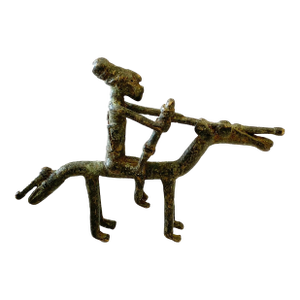 Vintage African Dogon Bronze Sculpture of a Horseman Cast Handmade Mali