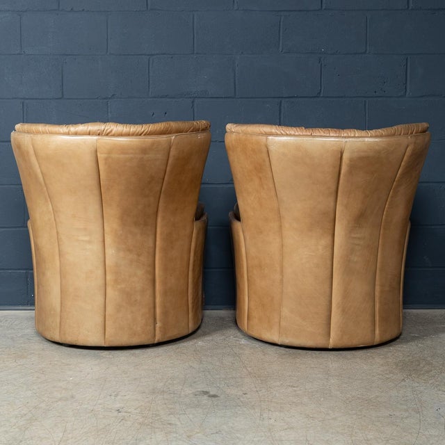 1970s Vintage 20th Century Italian Brown Leather Armchairs from Lev & Lev, 1970s, Set of 2 For Sale - Image 5 of 18
