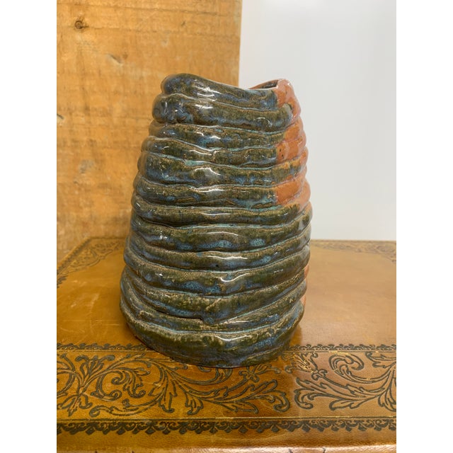 Vintage Coiled Ceramic Folk Art Vessel For Sale - Image 4 of 6