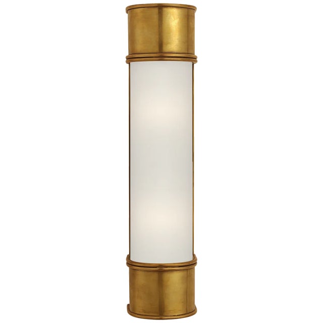 Chapman & Myers for Visual Comfort Signature Oxford 18" Bath Sconce in Antique-Burnished Brass with Frosted Glass For Sale