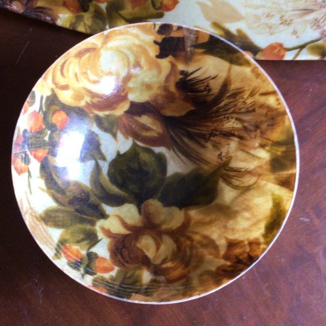 Brown Traymold Company Inc. Tray, 2 Large Serving Bowls, Danish Walnut Salad Serving Spoon and Fork-Set of 5 For Sale - Image 8 of 13