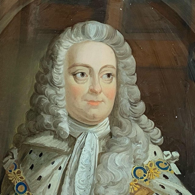 18th Century British School Georgian Reverse Glass Painting, Portrait of King George II For Sale In Denver - Image 6 of 11
