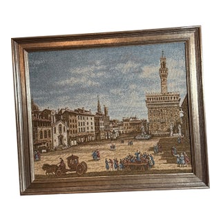 Vintage Italian Framed Needlepoint Textile For Sale