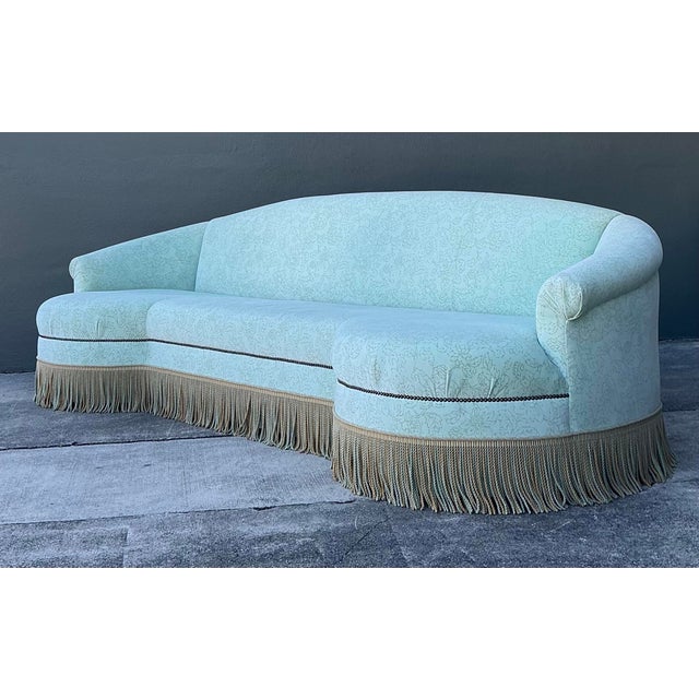 Vintage Regency Velvet Curved Sofa For Sale - Image 11 of 12