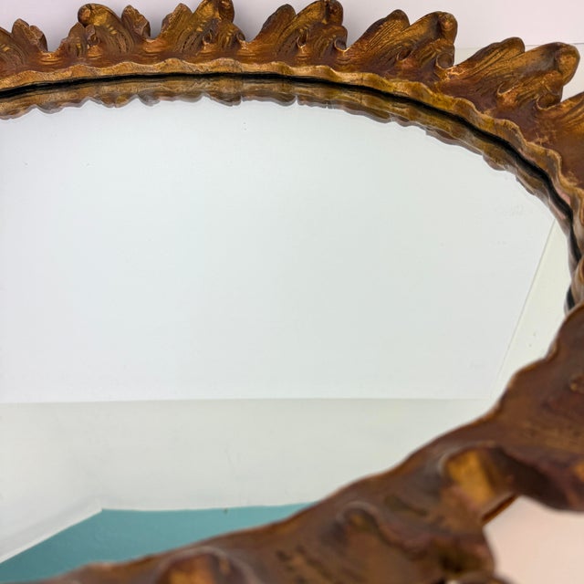 Circa 1930 Wood & Gesso Foliate Sunburst Mirror - 19.5” X 25” For Sale - Image 10 of 12
