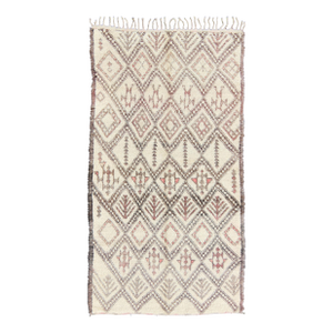Large Moroccan Beni Ouarain Rug With Diamond Design in Light Ivory, Gray & Pink 6'3"x11'8"