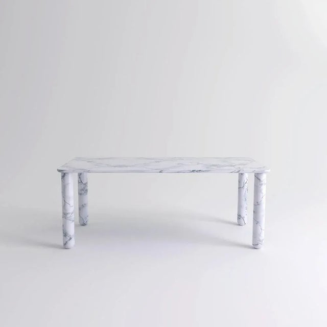 X large white marble "sunday" dining table, jean-baptiste souletie dimensions: 200 w x 100 d x 74.5 h cm. Materials: white...
