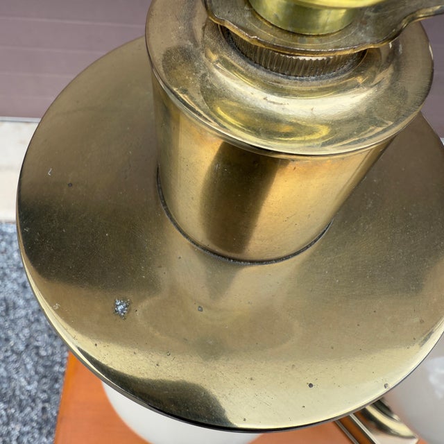 Vintage Stiffel Beige Porcelain and Brass Table Lamps - A Pair For Sale - Image 9 of 18