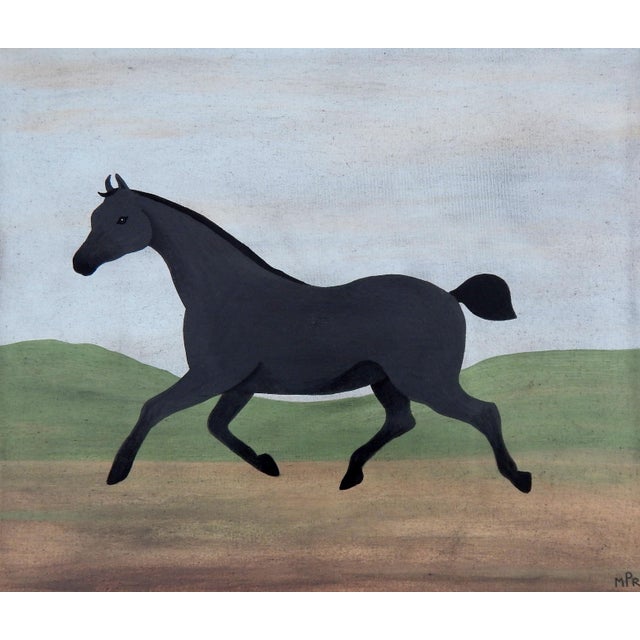 This distinctive folk art painting by british artist matt rix is rendered on canvas using reclaimed household paints,...