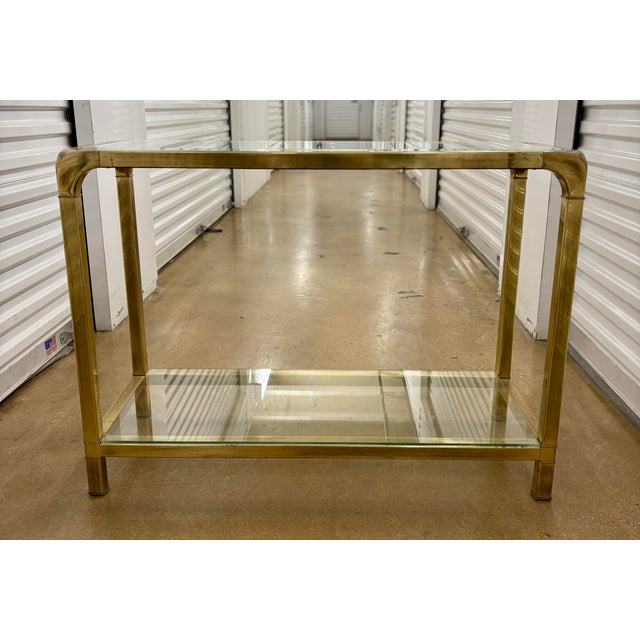 Mid-Century Modern Vintage Brass Console Table After Mastercraft For Sale - Image 3 of 10