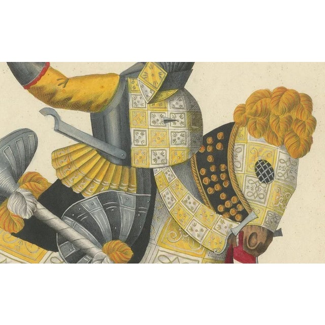 Von Reibisch, Ornate Jousting Knights with Heraldry, 1842, Print For Sale - Image 3 of 6