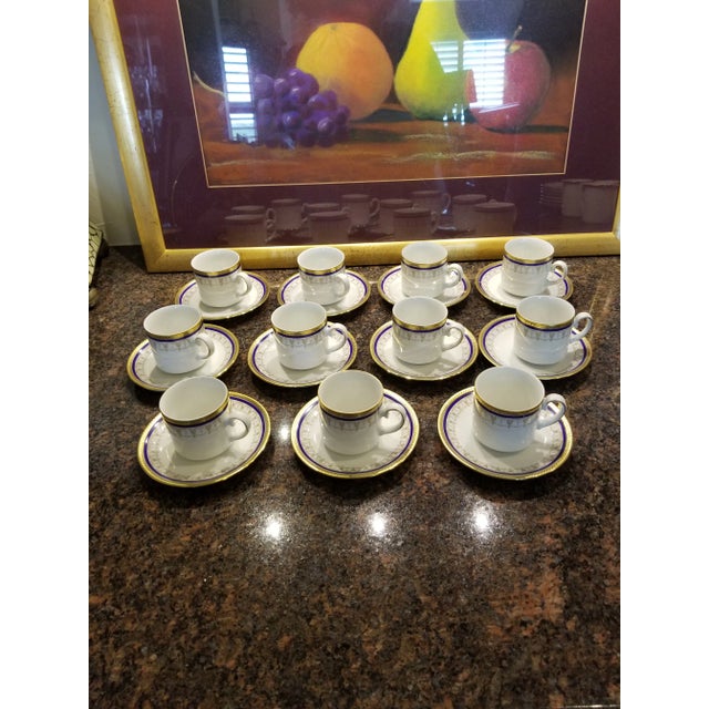 Pretty vintage set of German porcelain Demitasse cups and saucers by Tirchenreuth of Bavaria.