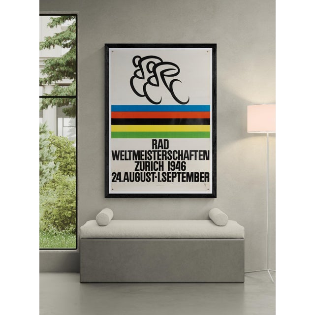 Rad weltmeisterschaften zürich – 1946 – original vintage lithograph by axel walter diggelmann – mid-century – 128x90.5 cm...