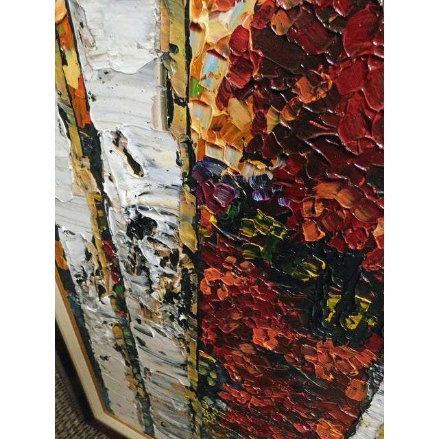 Maya Eventov Aspen Trees Original Acrylic Painting on Canvas Custom Framed Art For Sale - Image 4 of 10
