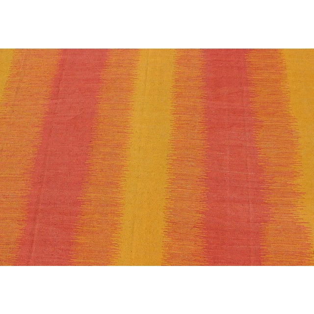 Orange 2020s Sunset Striped Afghan Kilim Rug in Yellow, Orange, Coral For Sale - Image 8 of 12