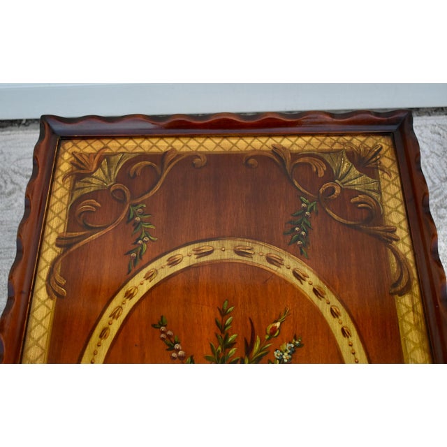 Vintage Carved Mahogany Regency Hand Painted Floral Design TBL W/ Claw Foot For Sale In Philadelphia - Image 6 of 12