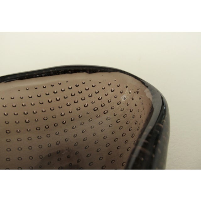 Coffee C1950's Italian Hand-Blown Flavio Poli Murano Smoke Coffee Ring, orJewelry Bowl With Bullicante Bubbles For Sale - Image 8 of 13