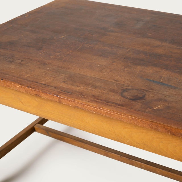 Wood Industrial Farm Worktable with Wood, Czechoslovakia, 1960s For Sale - Image 7 of 11