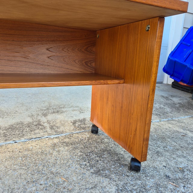 1970s Jesper International Danish Modern Rolling Teak Desk Work Table Cart For Sale - Image 9 of 14