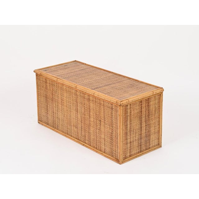Mid-Century Modern Mid-Century Modern French Riviera Storage Chest in Bamboo and Wicker, Italy, 1970 For Sale - Image 3 of 13
