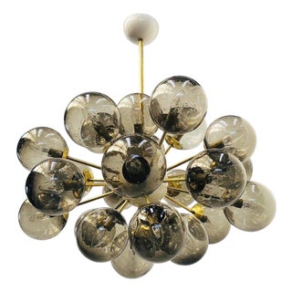 21st Century Ovale Natural Brass Smoky Bubbles Murano Sputnik Chandelier by Fabio LTD For Sale
