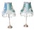 Chrome Bedside Lamps with Beaded Embroidered Shades, 1980, Set of 2 For Sale