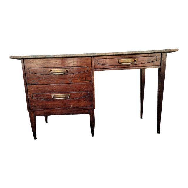 1970s Mid Century Modern Desk With Granite Top For Sale
