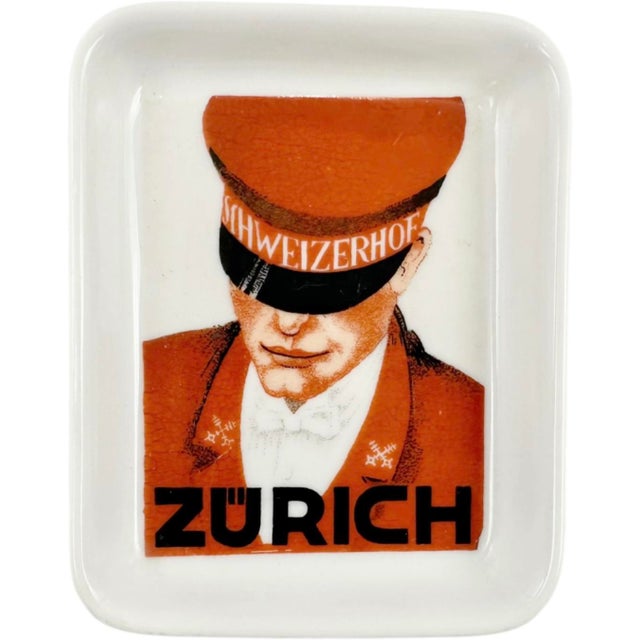 Vintage Hotel Schweizerhof Zurich Switzerland Ashtray Catchall Dish For Sale - Image 10 of 10