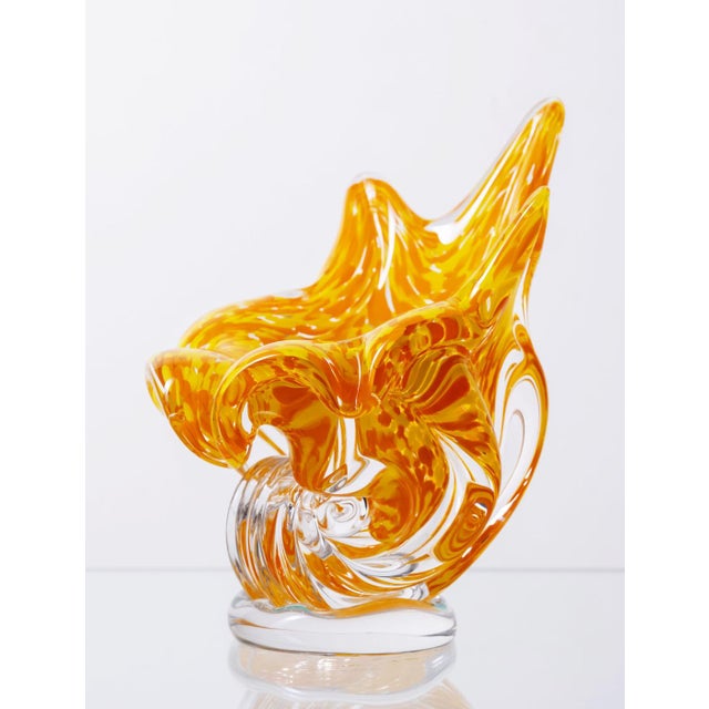 Hand-Shaped Orange Glass Vase, 1970s For Sale - Image 4 of 5