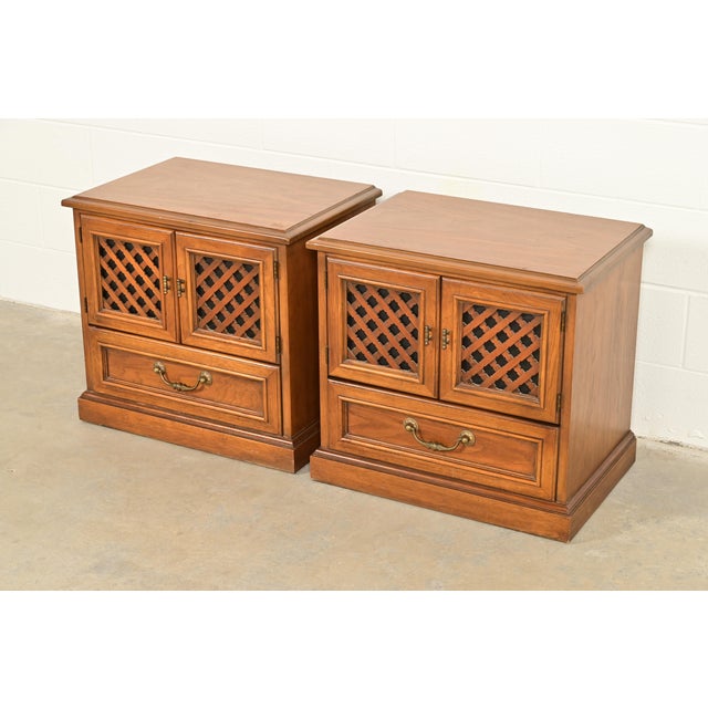 1960s Drexel Spanish Colonial Carved Walnut Nightstands, Pair For Sale - Image 5 of 17
