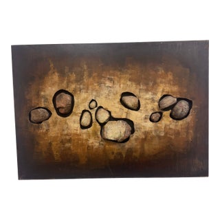 Vintage Organic Painted Wall Sculpture With Emerging Rocks For Sale