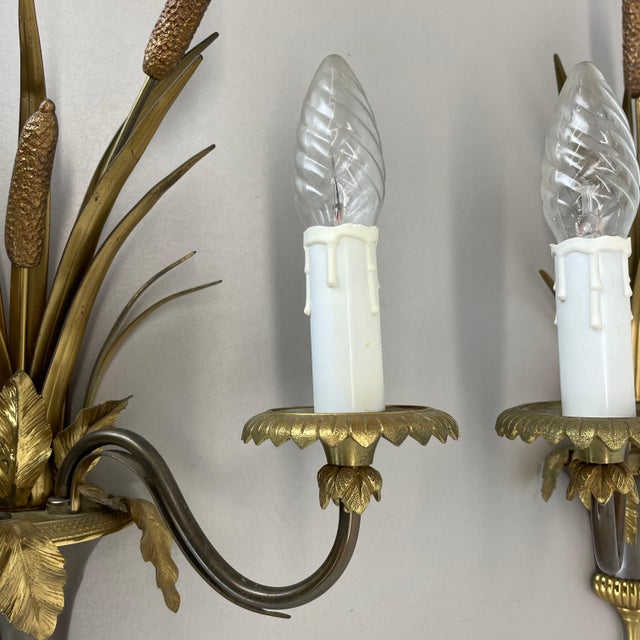 Florentine Brass Wall Lights from Maison Charles, France, 1970s, Set of 2 For Sale - Image 10 of 18